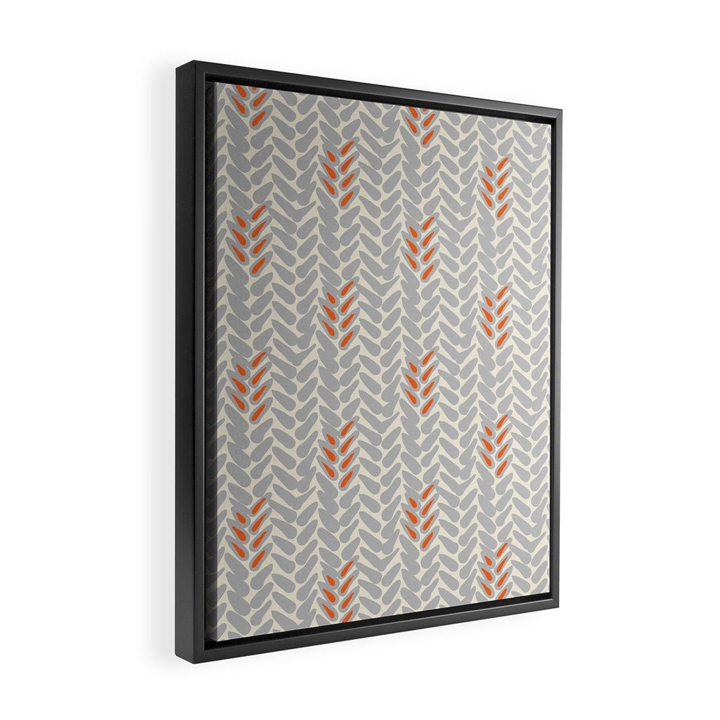Orange and Grey Wheat Pattern Framed Canvas Print Gallery Image 2