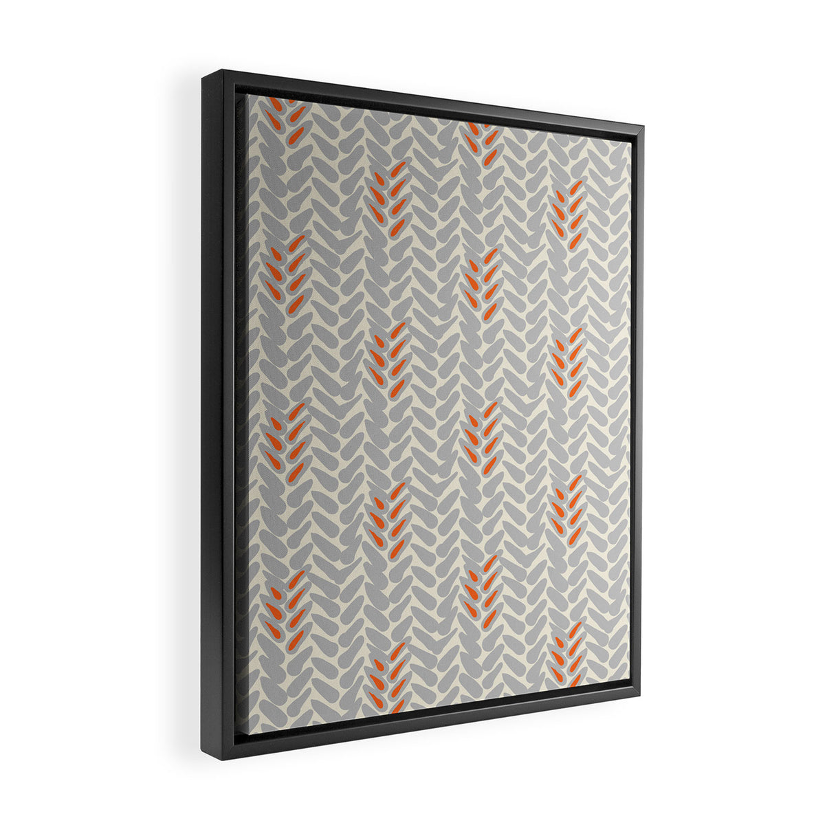 Orange and Grey Wheat Pattern Framed Canvas Print Gallery Image 2