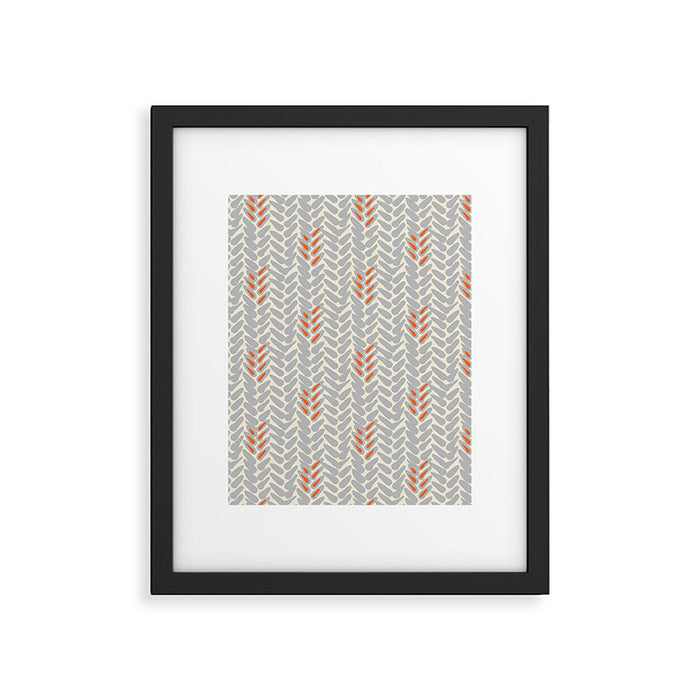 Orange and Grey Wheat Pattern Framed Art Print Gallery Image 1