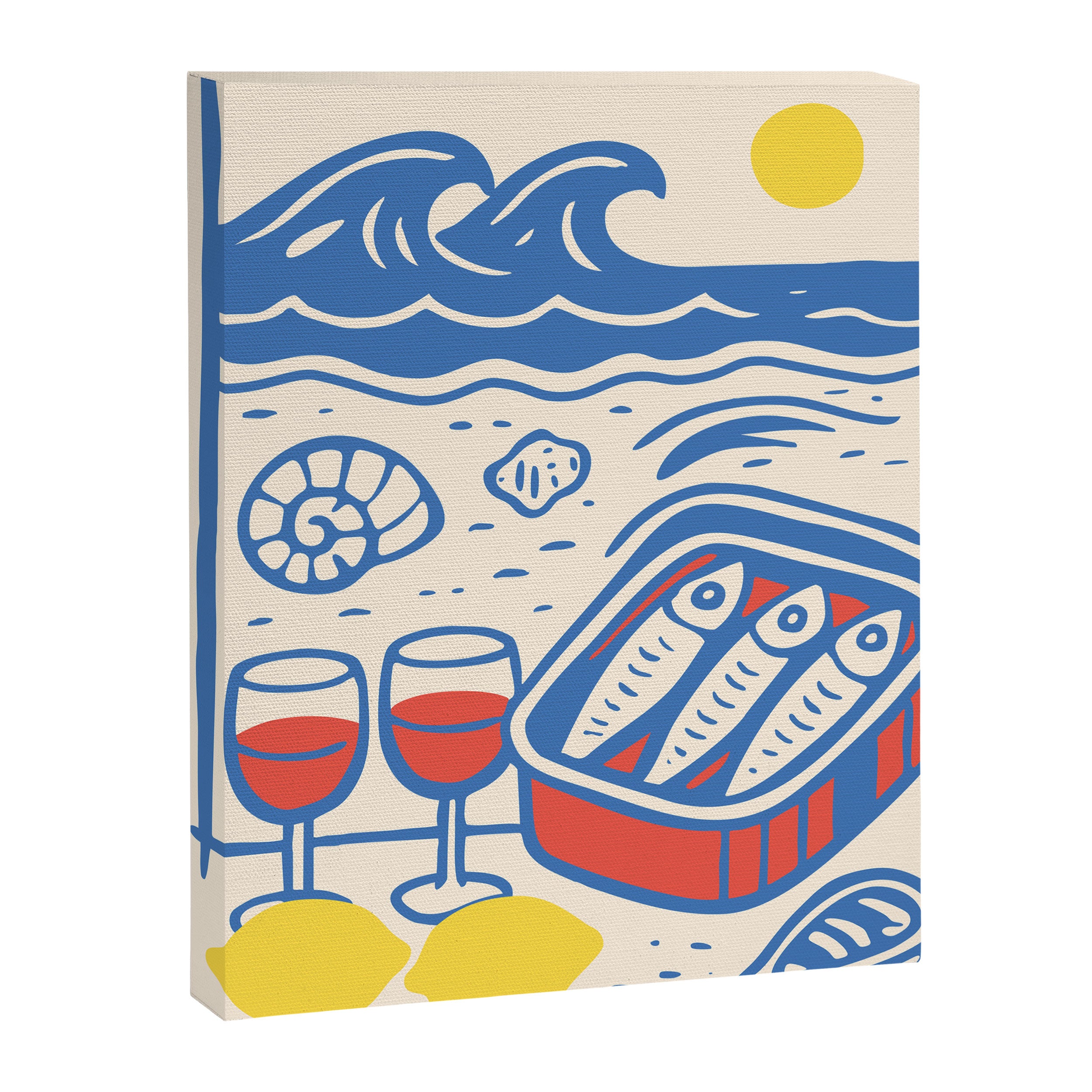 Sardines, Lemons and Wine at the Beach Canvas Print Gallery Image 8
