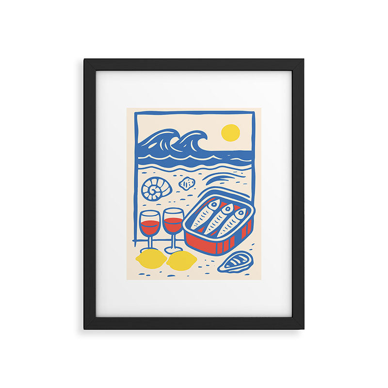 Sardines, Lemons and Wine at the Beach Framed Art Print Gallery Image 6