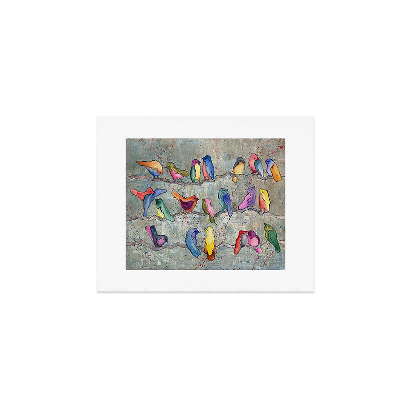 Colorful Birds Banter Art Print Gallery Image 1