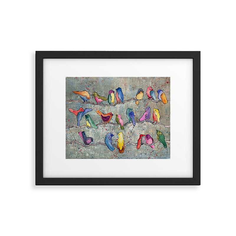 Colorful Birds Banter Framed Art Print Gallery Image 5