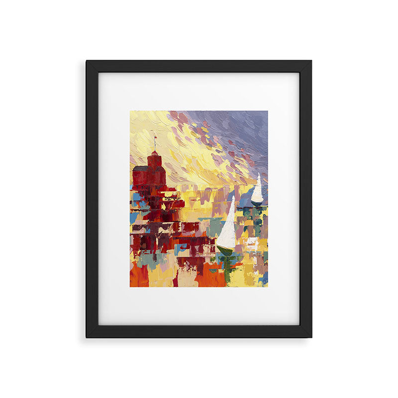 Red Lighthouse in Holland Michigan Framed Art Print Gallery Image 1