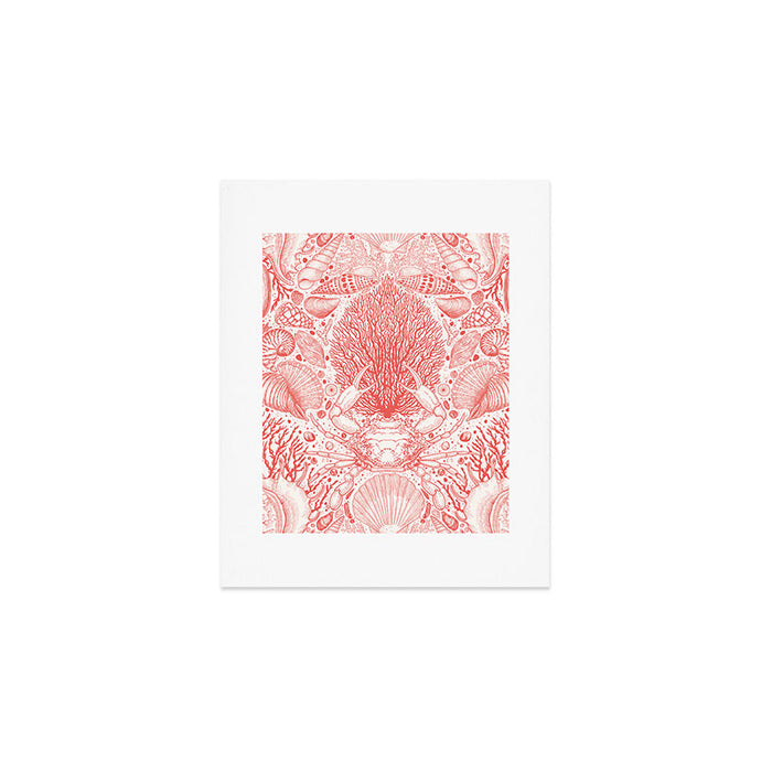 Beach treasures in coral red  Art Print Gallery Image 1