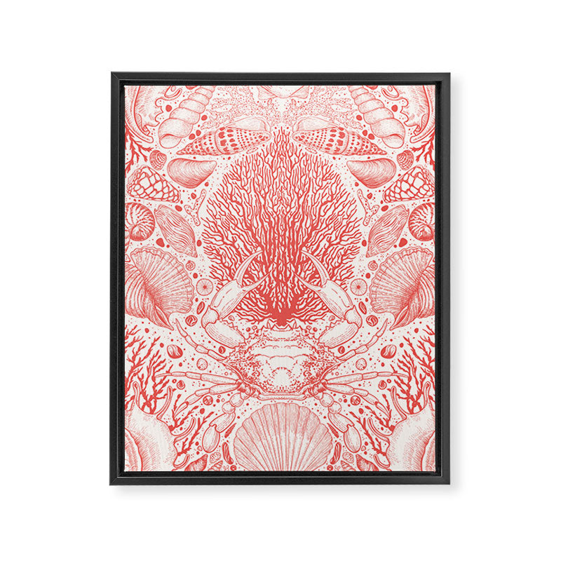 Beach treasures in coral red  Framed Canvas Print Gallery Image 6