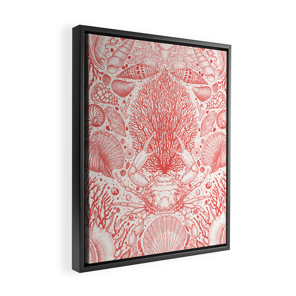 Beach treasures in coral red  Framed Canvas Print Gallery Image 2