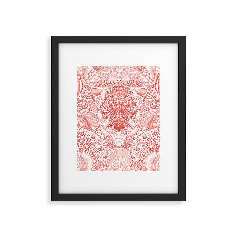 Beach treasures in coral red  Framed Art Print Gallery Image 5