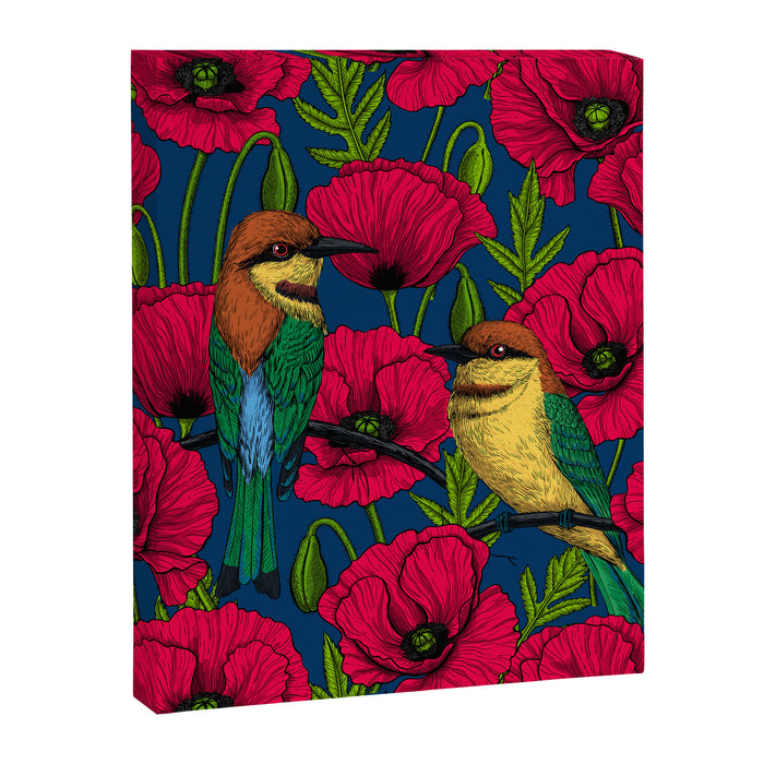 Bee eaters and poppies  Canvas Print Gallery Image 1