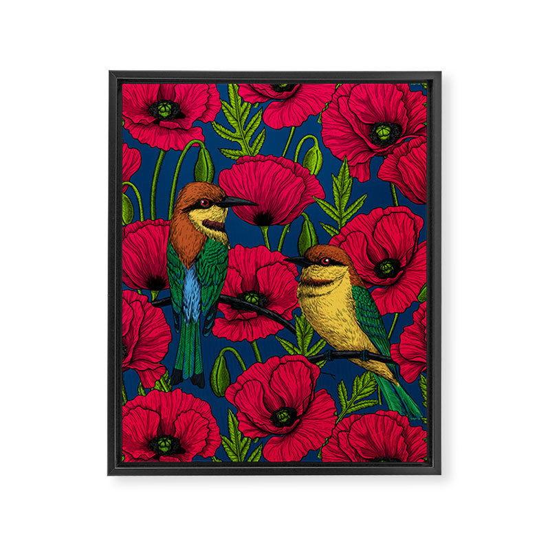 Bee eaters and poppies  Framed Canvas Print Gallery Image 8