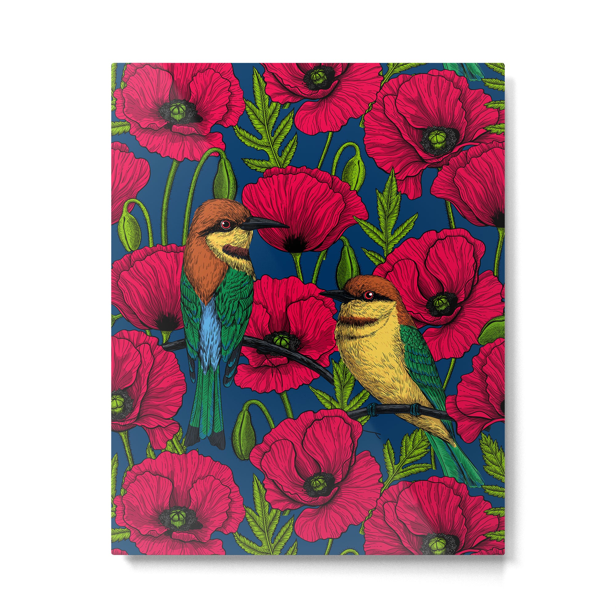 Bee eaters and poppies  Metal Print Gallery Image 6