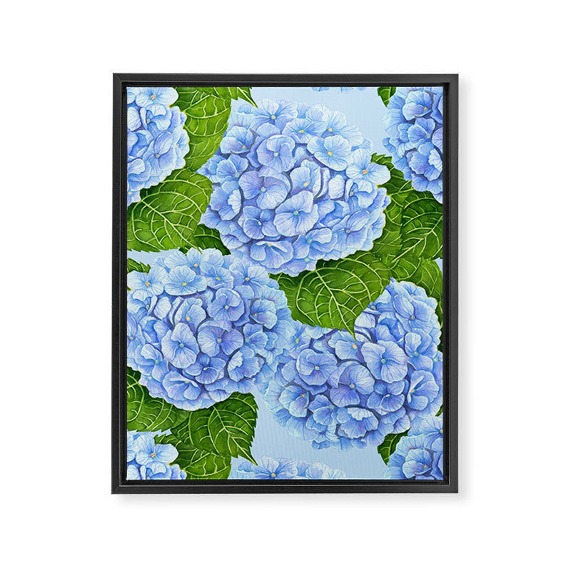 Blue hydrangea watercolor  Framed Canvas Print Gallery Image 8