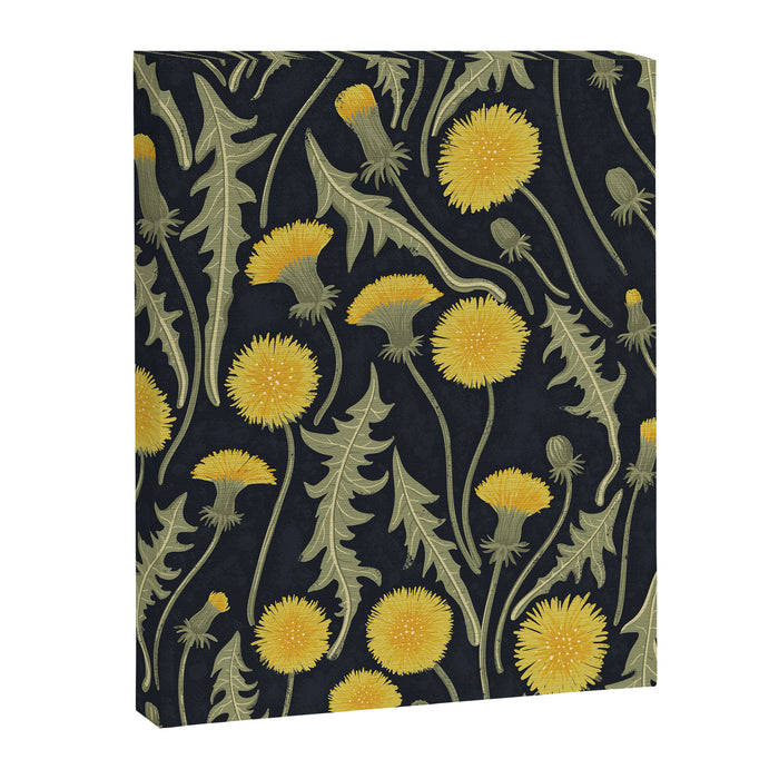 Dandelions, green, yellow and black Canvas Print Gallery Image 1