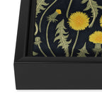 Dandelions, green, yellow and black Framed Canvas Print Gallery Image 3