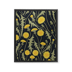 Dandelions, green, yellow and black Framed Canvas Print Gallery Image 6