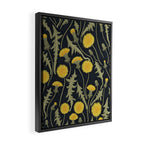 Dandelions, green, yellow and black Framed Canvas Print Gallery Image 2