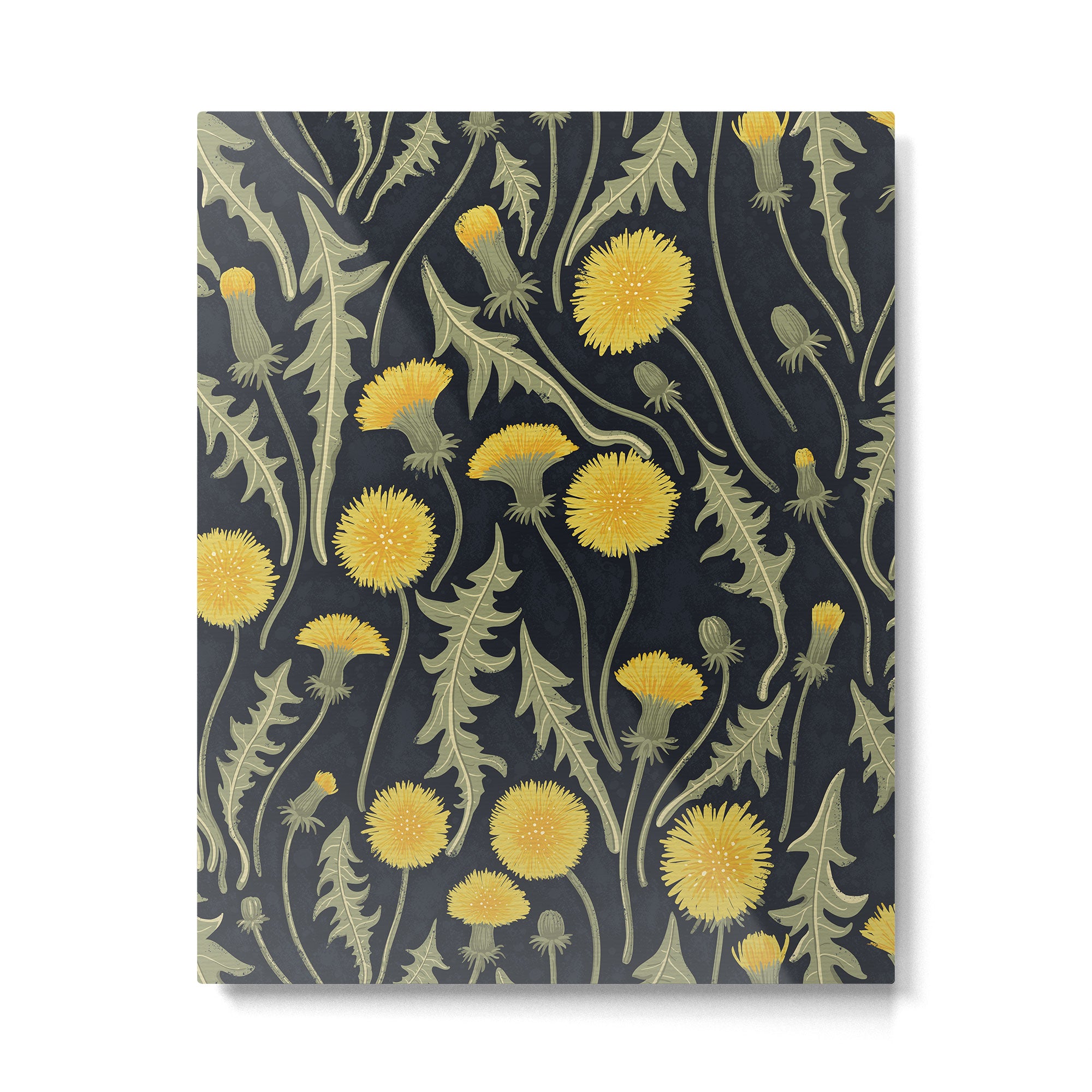 Dandelions, green, yellow and black Metal Print Gallery Image 4
