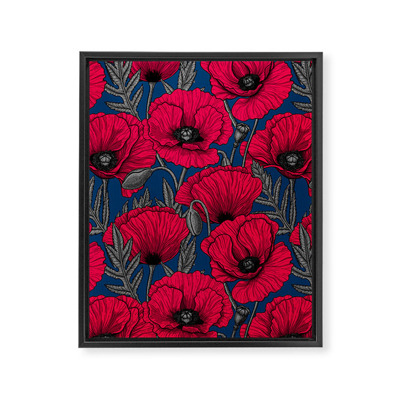 Night poppy garden  Framed Canvas Print Gallery Image 6