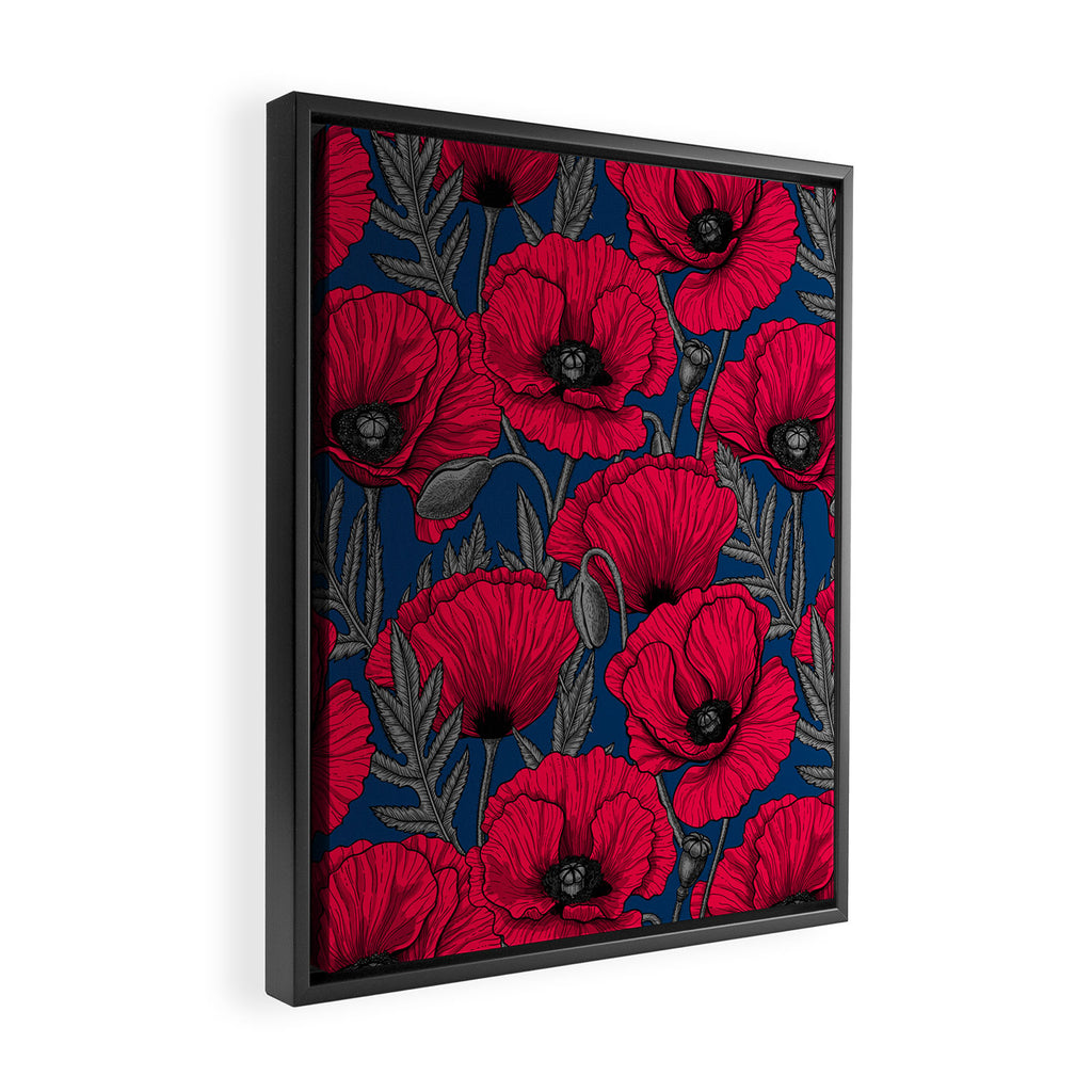 Night poppy garden  Framed Canvas Print Gallery Image 2