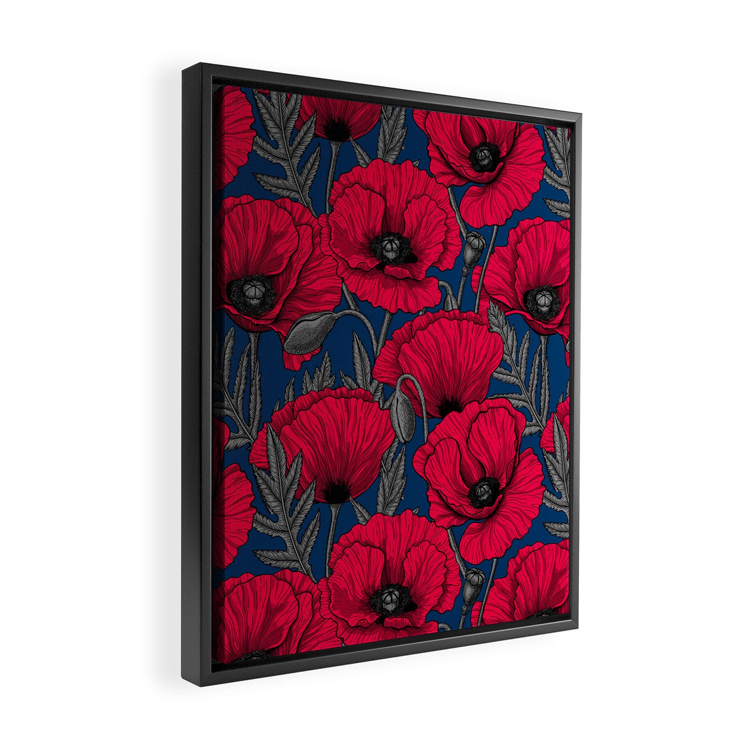 Night poppy garden  Framed Canvas Print Gallery Image 2