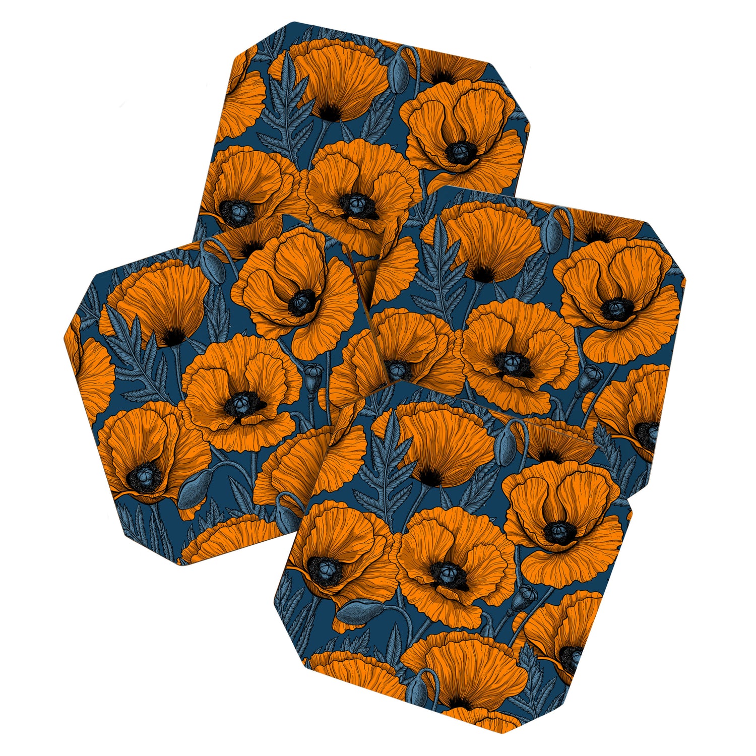 Orange poppies Coaster Gallery Image 1