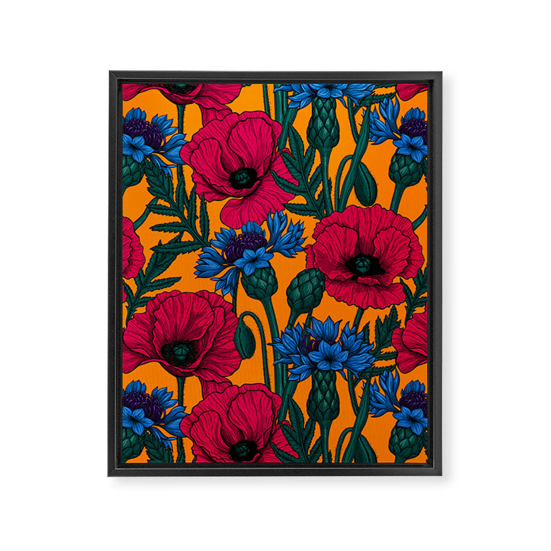 Red poppies and blue cornflowers Framed Canvas Print Gallery Image 6