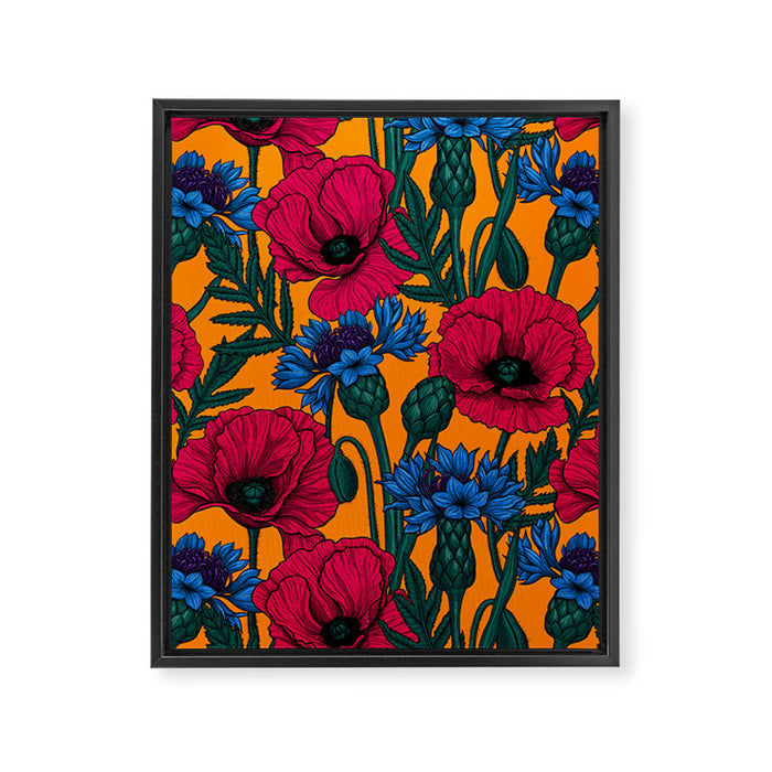 Red poppies and blue cornflowers Framed Canvas Print Gallery Image 1