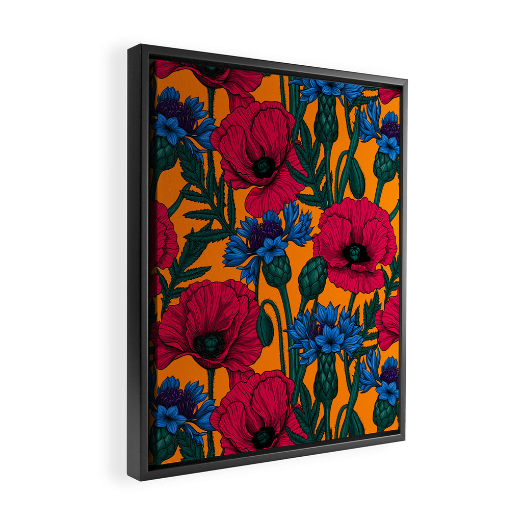 Red poppies and blue cornflowers Framed Canvas Print Gallery Image 2