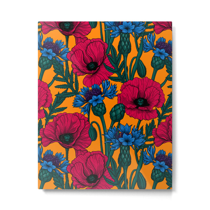 Red poppies and blue cornflowers Metal Print Gallery Image 1