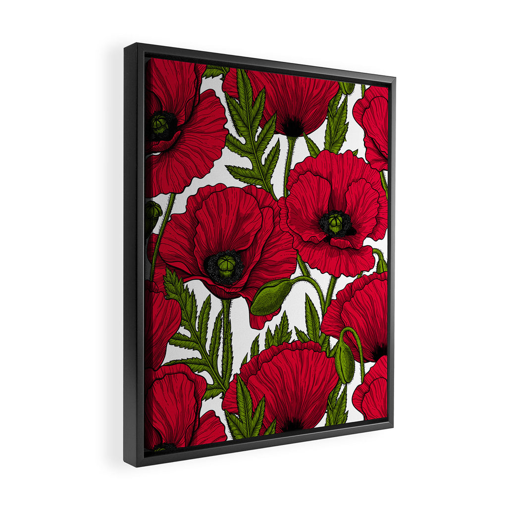 Red Poppy garden 2 Framed Canvas Print Gallery Image 2