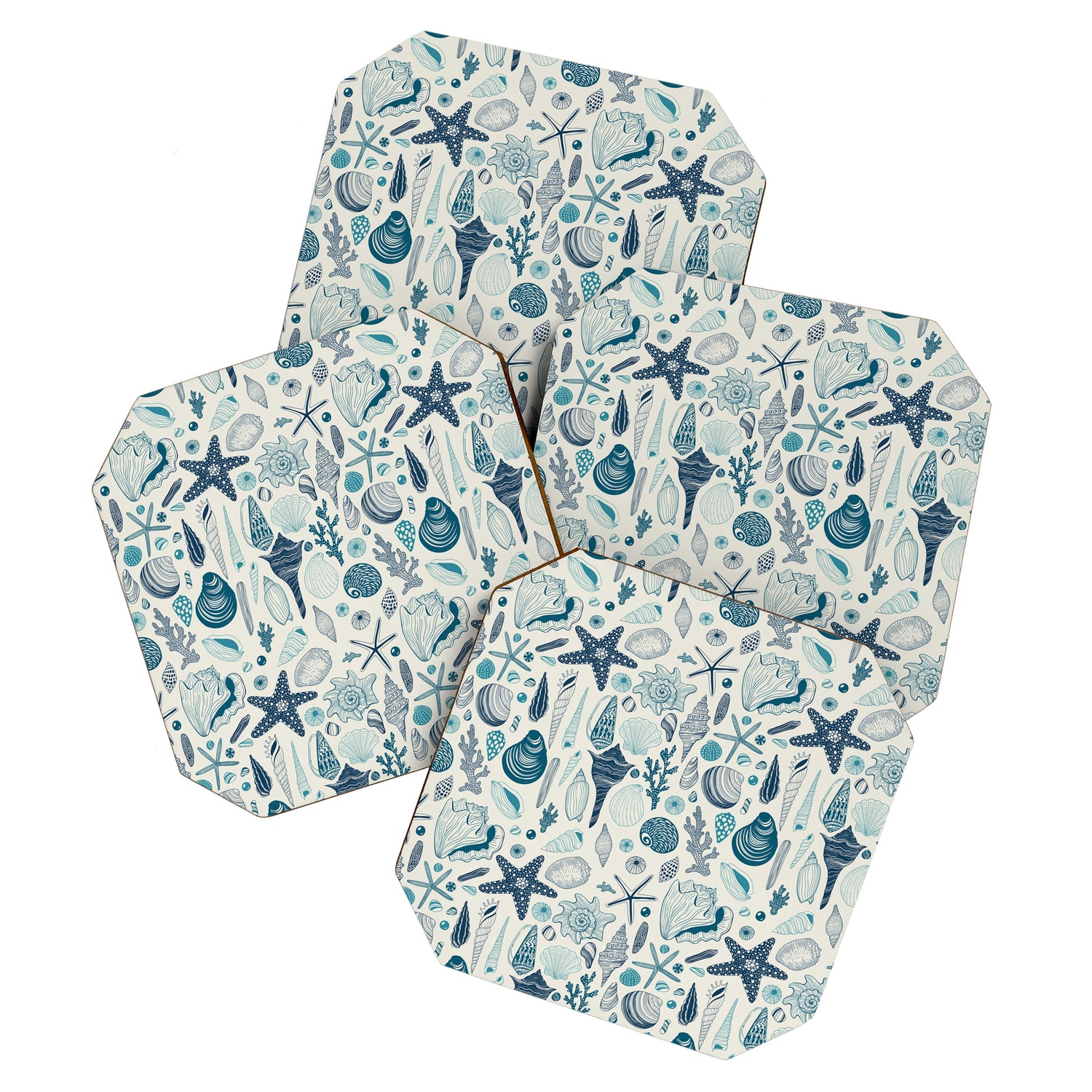 Sea shells on off white Coaster Gallery Image 1