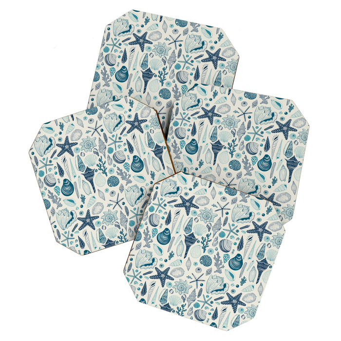 Sea shells on off white Coaster Gallery Image 1