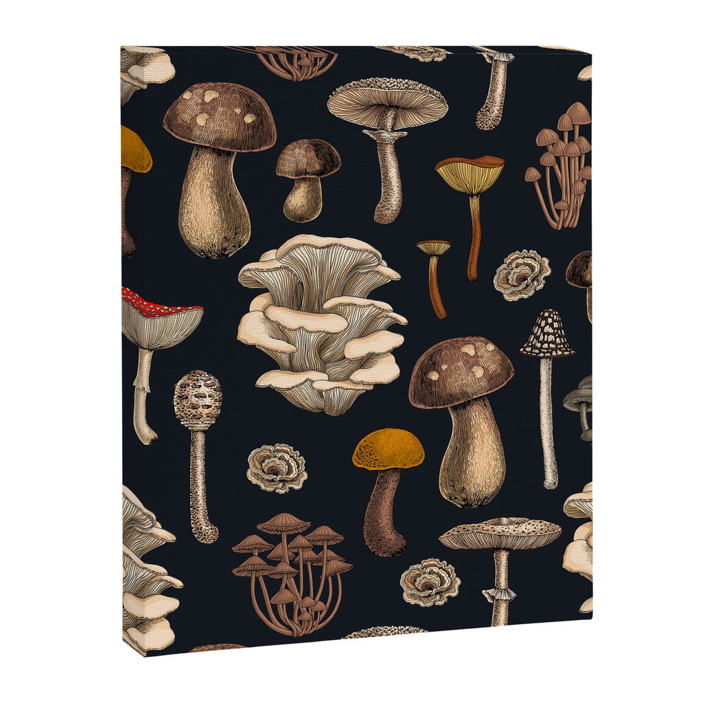 Wild Mushrooms  on graphite black Canvas Print Gallery Image 6