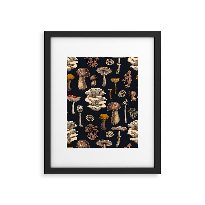Wild Mushrooms  on graphite black Framed Art Print Gallery Image 5
