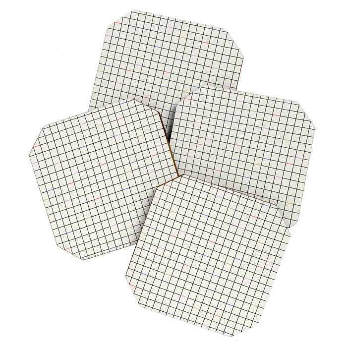 Minimalist Black and Off-White Grid with Color Accents Coaster Gallery Image 1