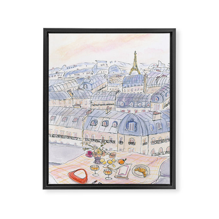 Parisian Rooftop Framed Canvas Print Gallery Image 1