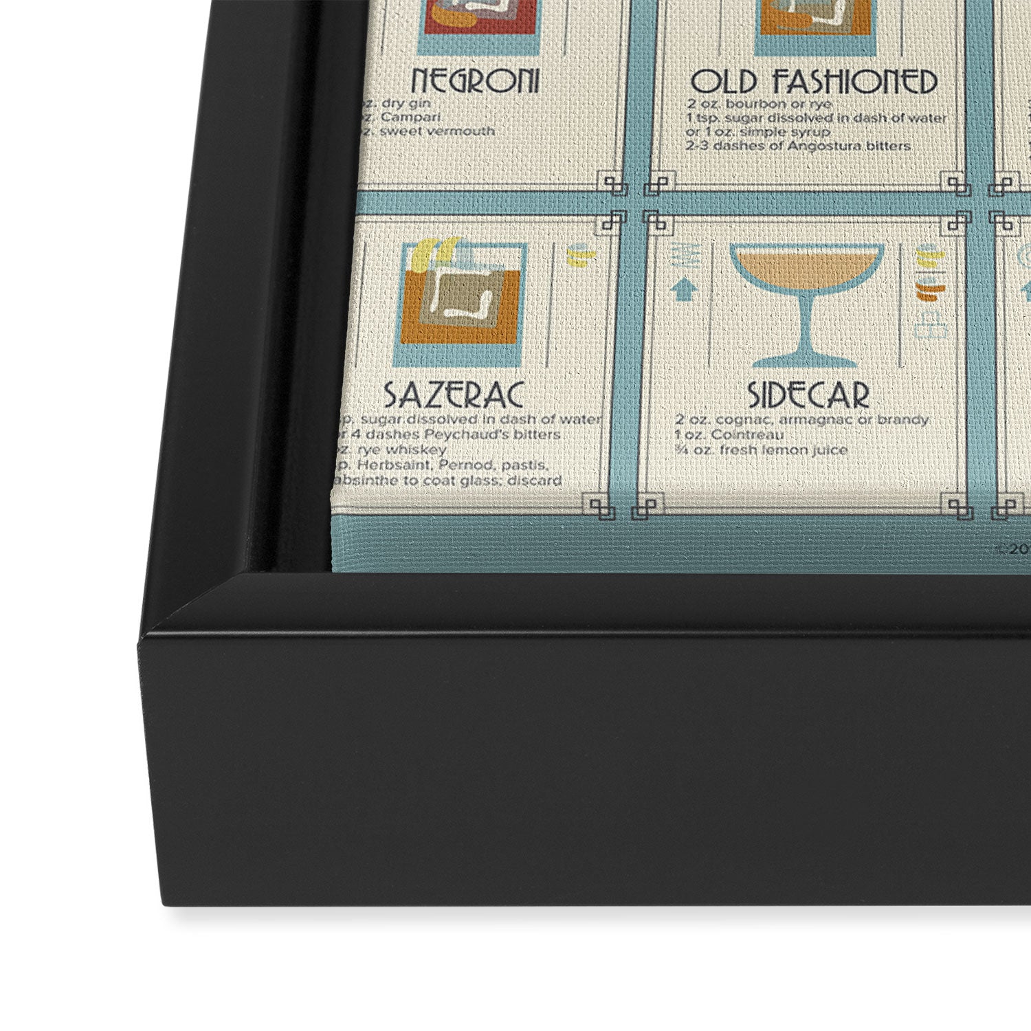 Art Deco Cocktail Recipe Poster Framed Canvas Print Gallery Image 3