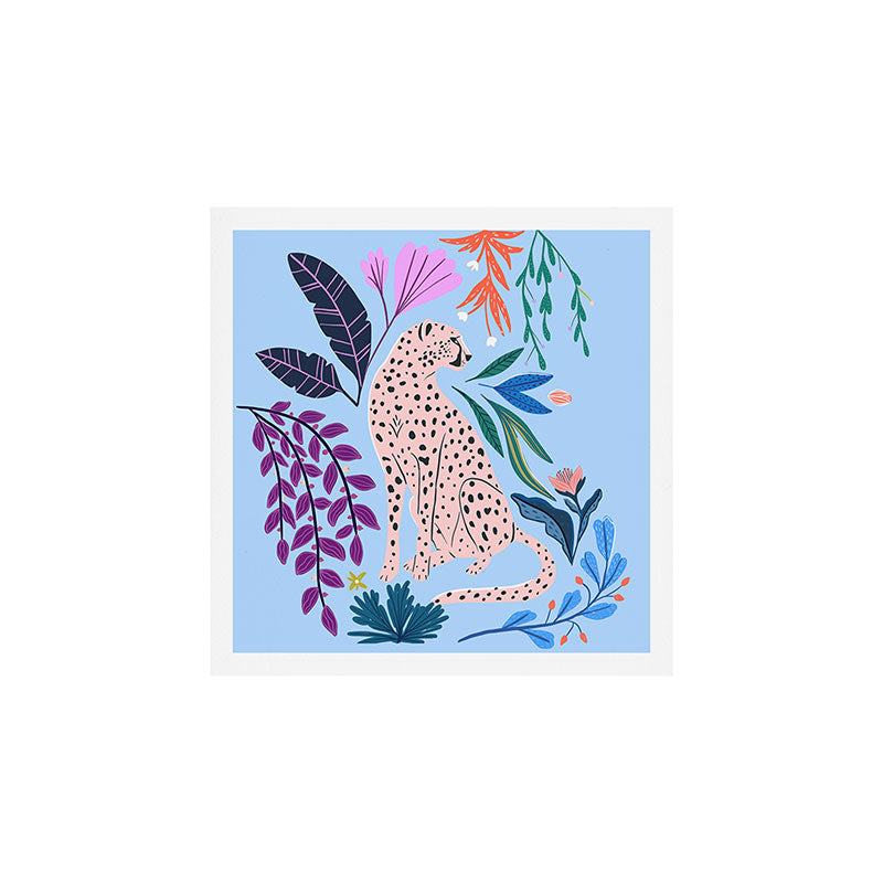 Blush pink Cheetah in jungle florals / jungle cat print /modern art Art Print Gallery Image 1