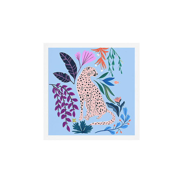 Blush pink Cheetah in jungle florals / jungle cat print /modern art Art Print Gallery Image 1