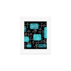 1950s Eames Era Art Crosshairs Black Teal Blue Art Print Gallery Image 1