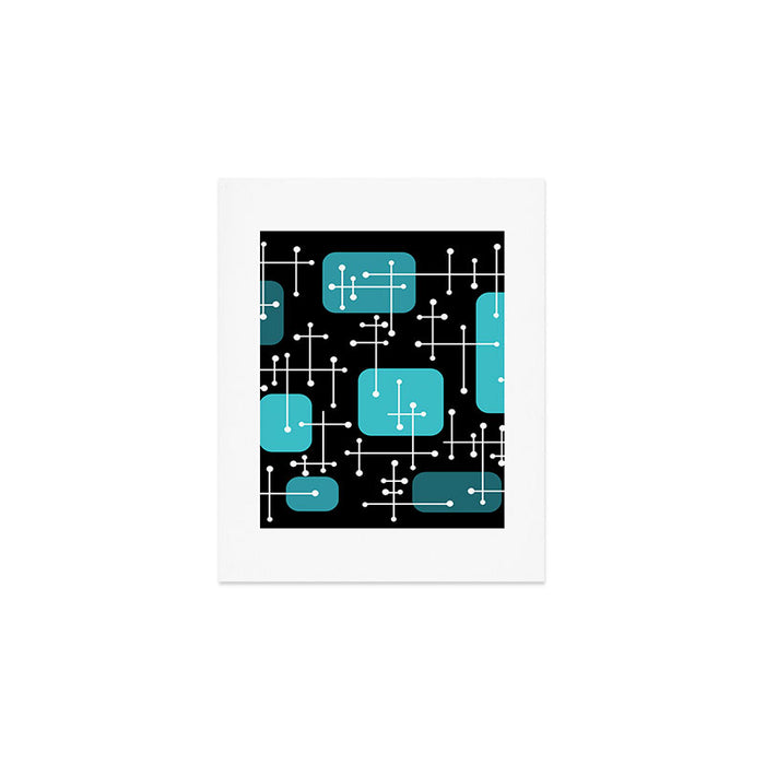 1950s Eames Era Art Crosshairs Black Teal Blue Art Print Gallery Image 1