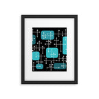 1950s Eames Era Art Crosshairs Black Teal Blue Framed Art Print Gallery Image 6
