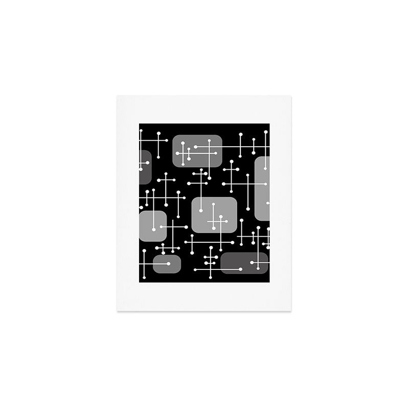 1950s Eames Era Art Crosshairs Black White Art Print Gallery Image 1