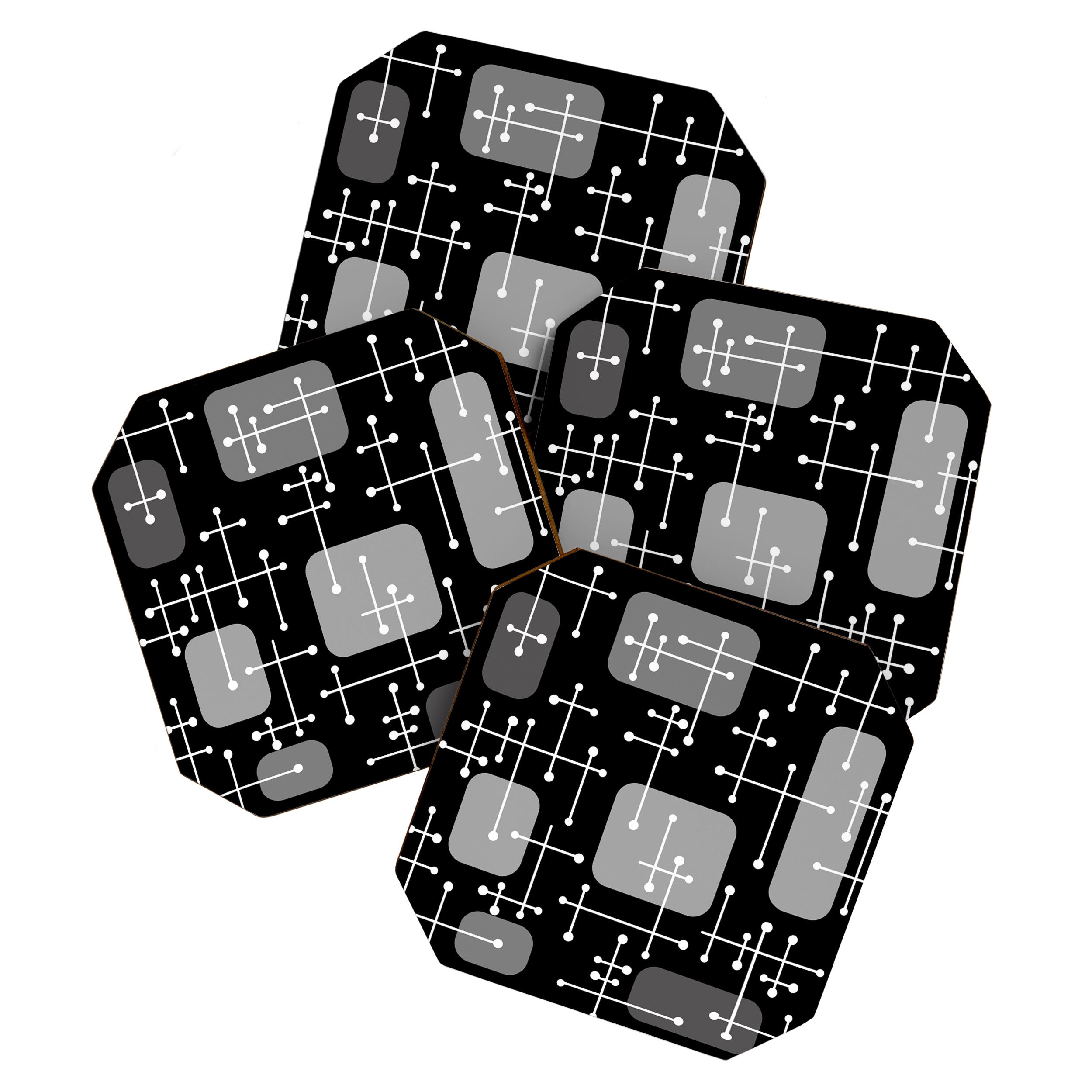 1950s Eames Era Art Crosshairs Black White Coaster Gallery Image 1
