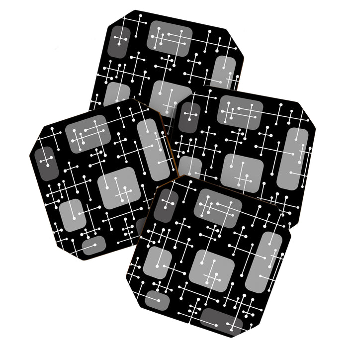 1950s Eames Era Art Crosshairs Black White Coaster Gallery Image 1
