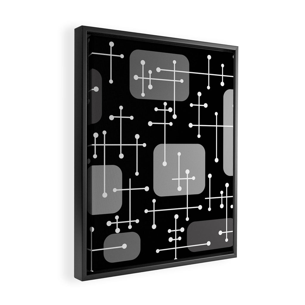 1950s Eames Era Art Crosshairs Black White Framed Canvas Print Gallery Image 2