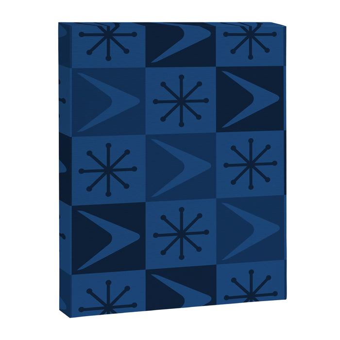 Atomic Age Art Checkered Boomerangs Dark Blue Canvas Print Gallery Image 1