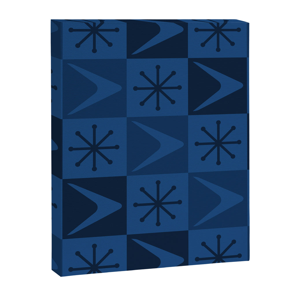 Atomic Age Art Checkered Boomerangs Dark Blue Canvas Print Gallery Image 8