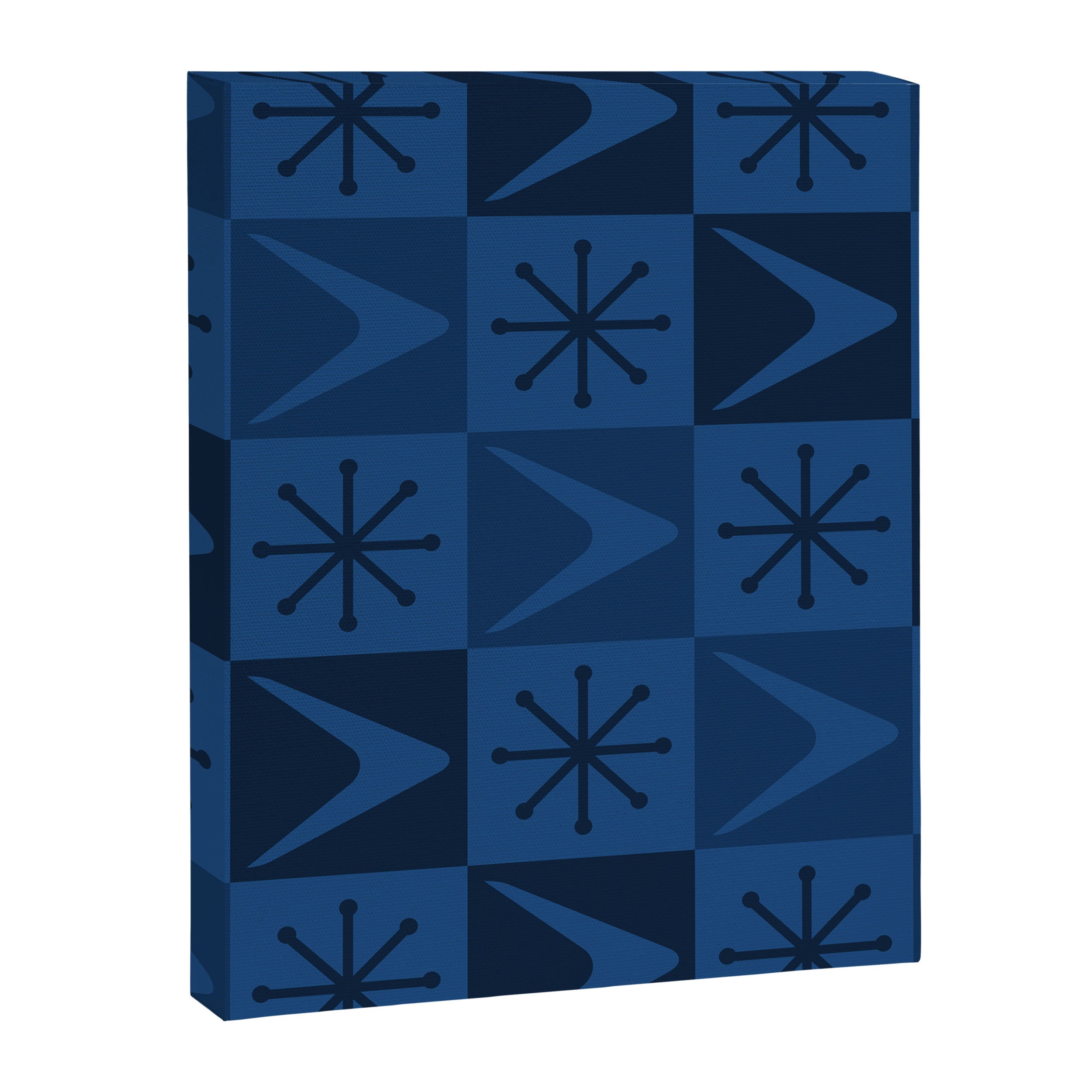 Atomic Age Art Checkered Boomerangs Dark Blue Canvas Print Gallery Image 8