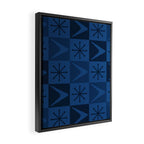 Atomic Age Art Checkered Boomerangs Dark Blue Framed Canvas Print Gallery Image 2